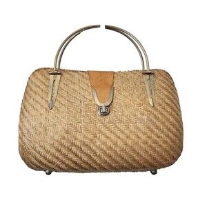 Vintage Wicker Handbag with Metal handles. Maker Unknown